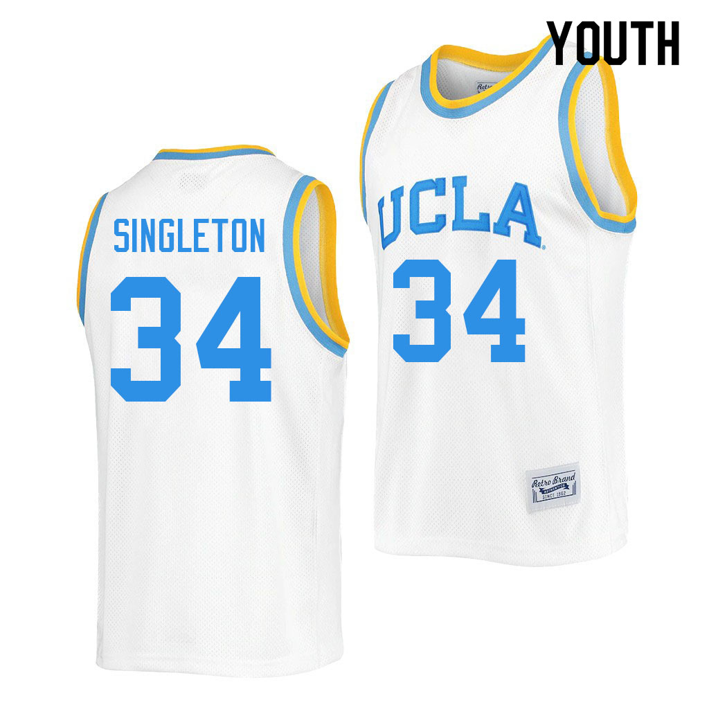 Youth #34 David Singleton UCLA Bruins College Jerseys Sale-Retro White - Click Image to Close